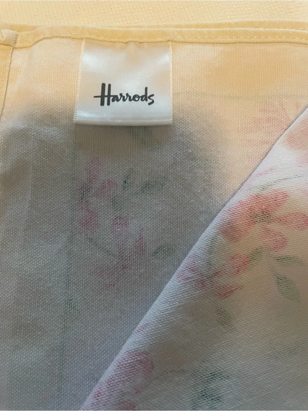 Harrods Tea Towel Pink and Green Flowers